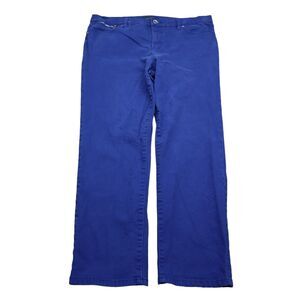 Lauren Jeans Co Pants Womens 16 Blue Plain Mid Waist 5 Pocket Straight Leg